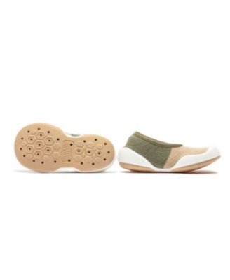 Infant Girl Boy Breathable Washable Non-Slip Sock Shoes Flat-Color Block Olive