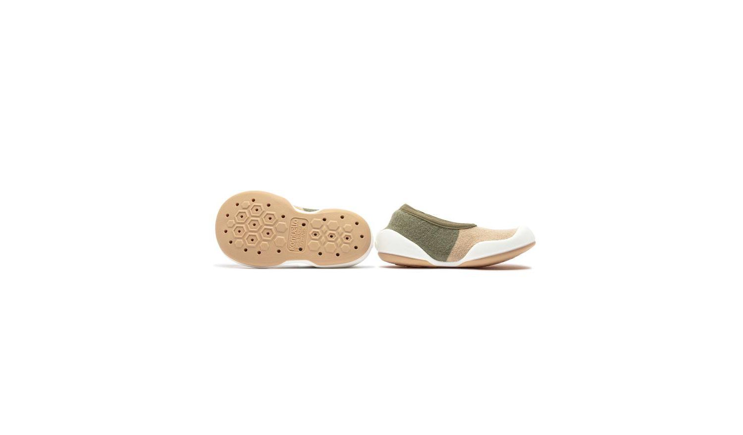 Infant Girl Boy Breathable Washable Non-Slip Sock Shoes Flat-Color Block Olive