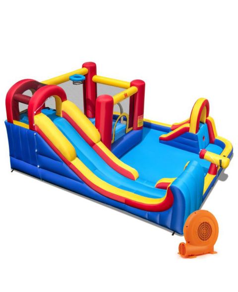 Детские игрушки INOLAIT 7 in 1 Outdoor Inflatable Bounce House with Water Slides, Splash Pools and 750W Blower for Kids