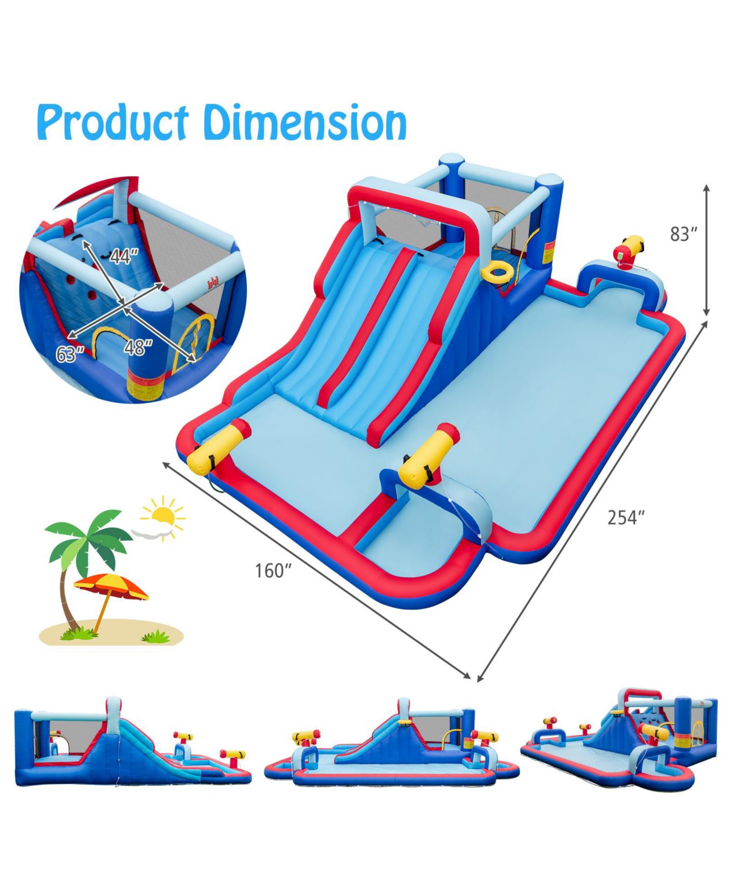 Детские игрушки INOLAIT Inflatable Bounce House with 2 Water Slides and 3 Water Cannons with 950W Blower — фото 13