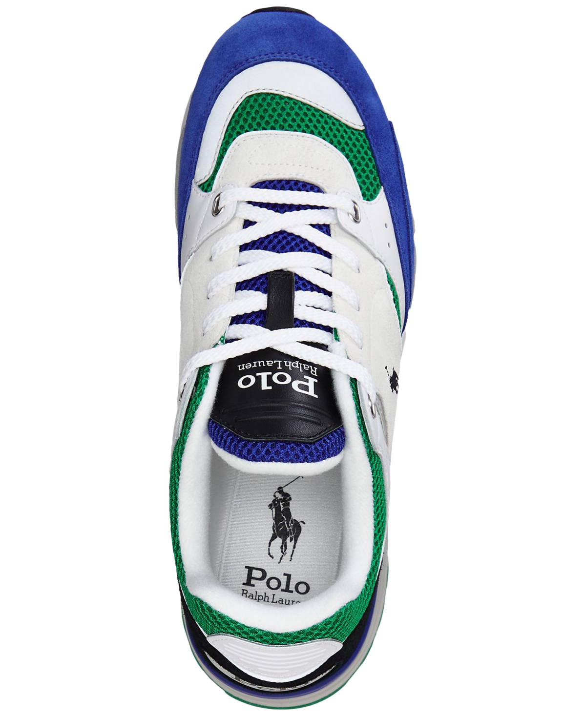 Shop Polo Ralph Lauren Men's Trackster 200 Sneaker In White,royal,green