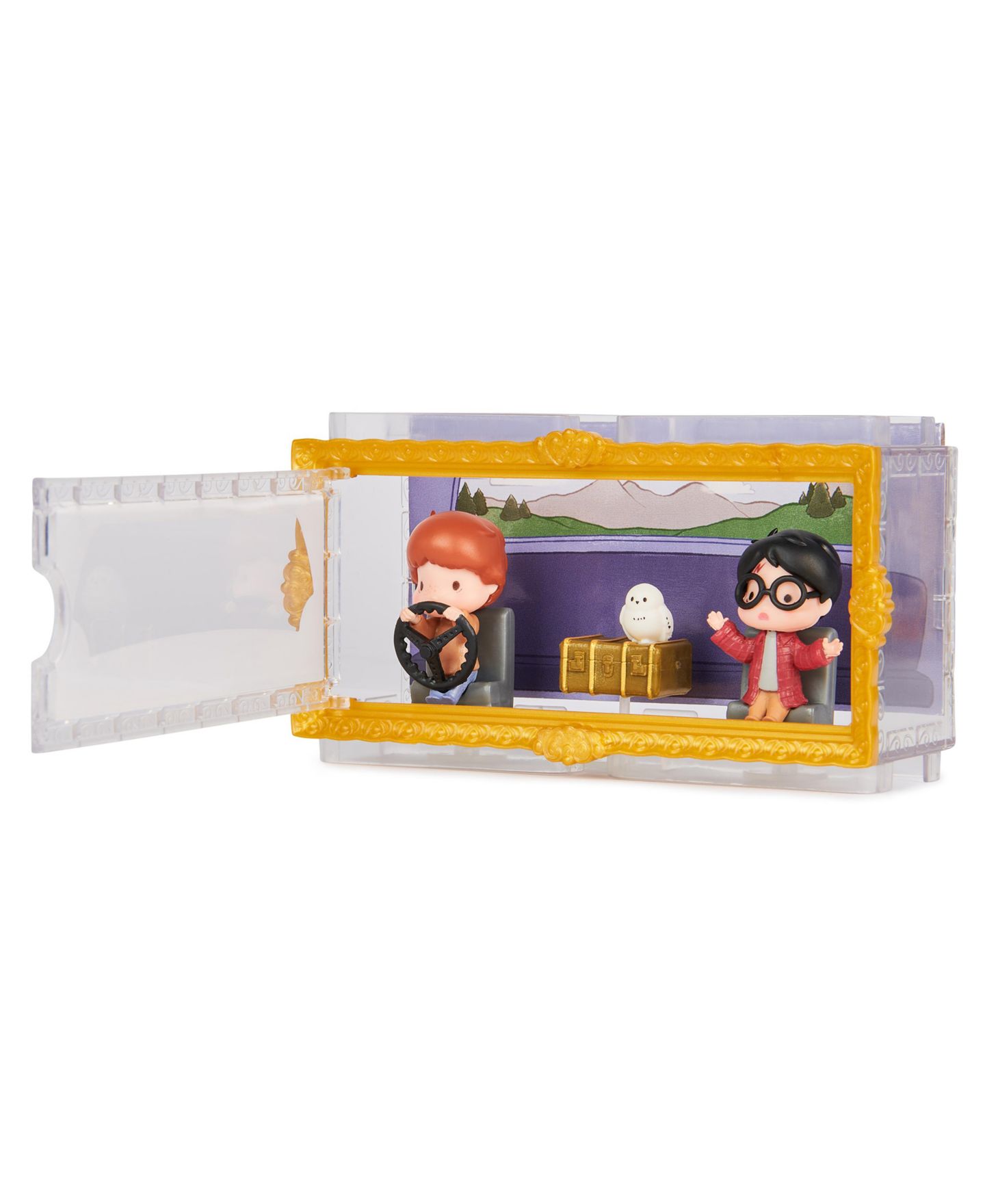 Детские игрушки Wizarding World Harry Potter, Micro Magical Moments Year 2 Flying Car Figure Set with Harry, Ron, Hedwig Display Case — фото 5
