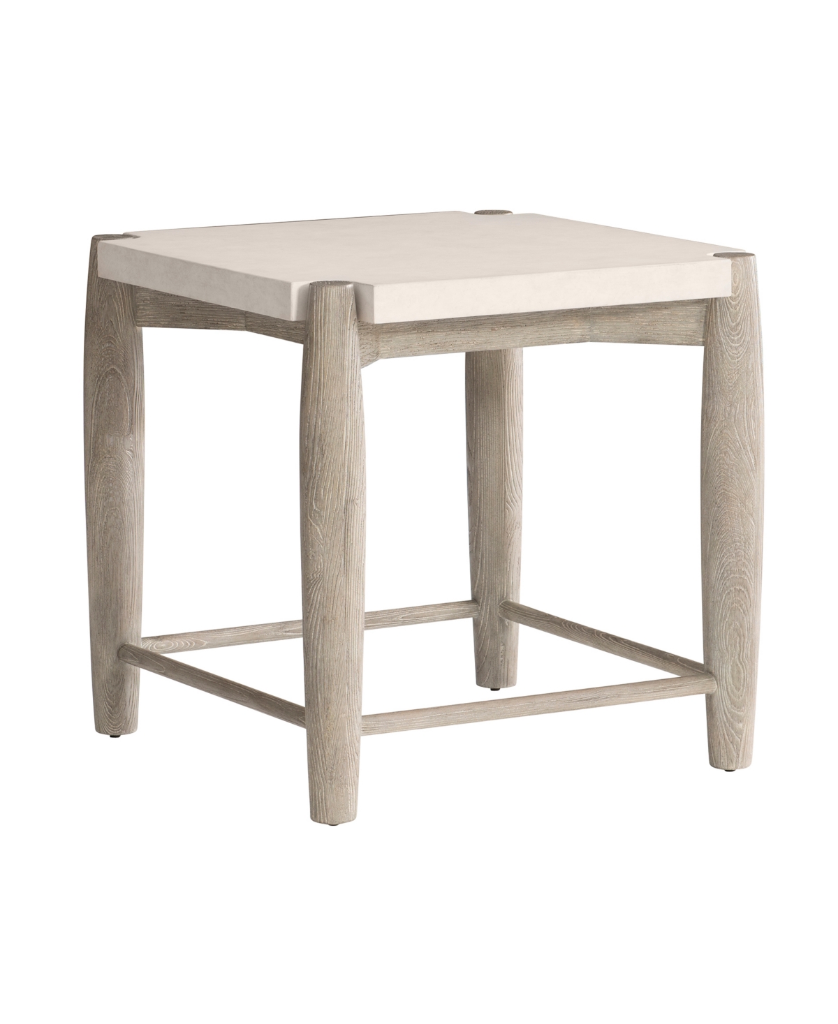 Bernhardt Tycer 24" Stone Side Table In Weathered Greige Base,faux Stone Top