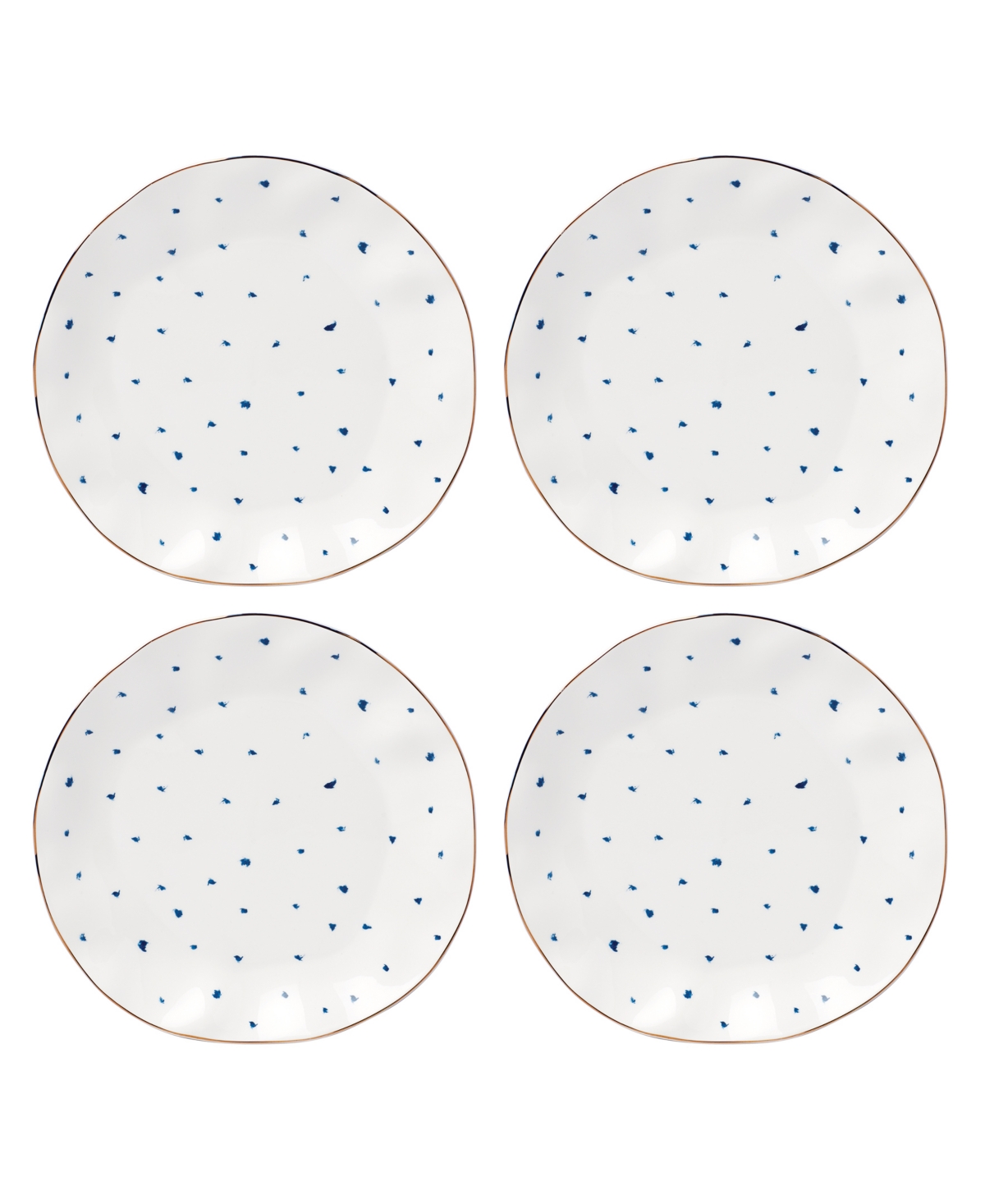 Blue Bay Dots Dinner Plates, Set of 4 - Blue and White