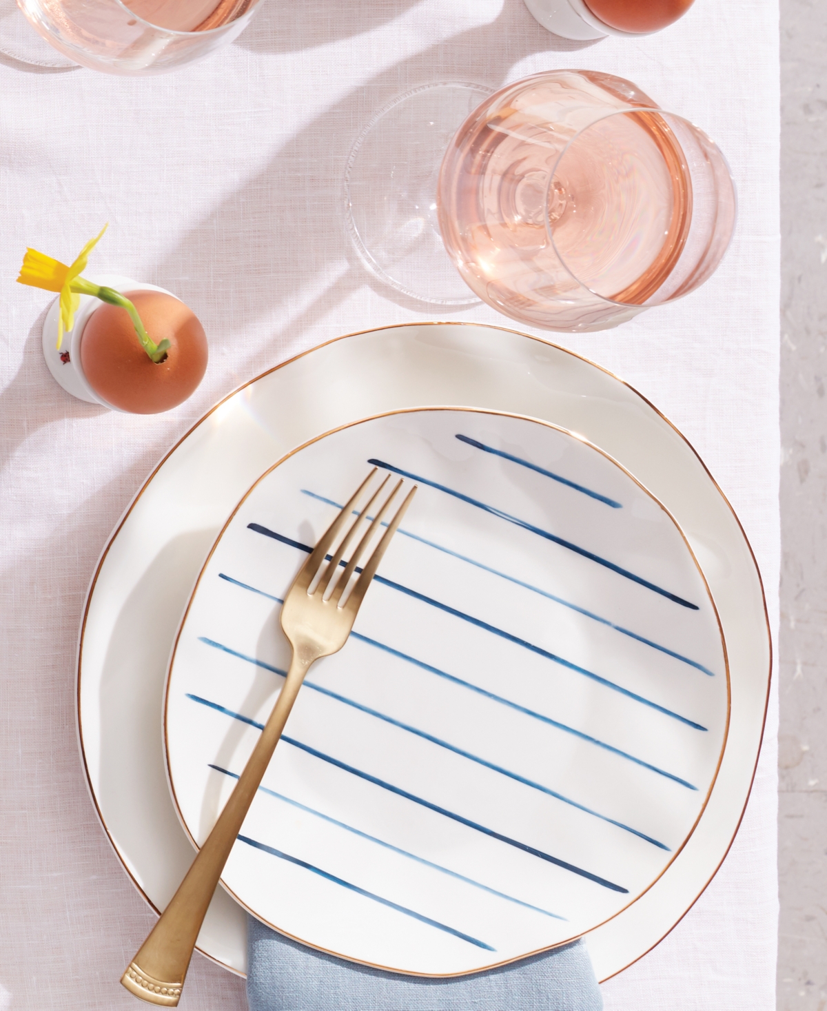Lenox Blue Bay Stripes Dinner Plates, Set of 4