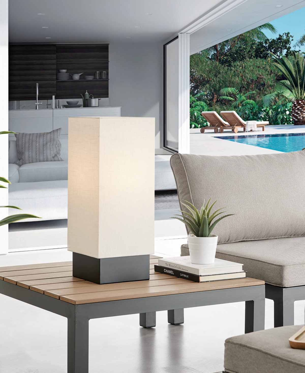 Lite Source Outdoor Cordless Quinlan Table Lamp In Black