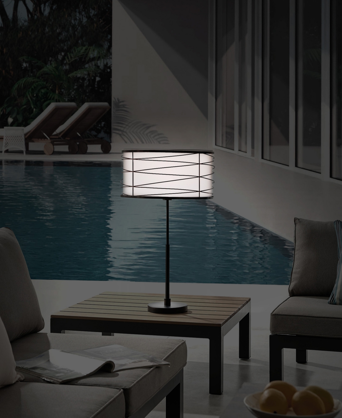 Lite Source Outdoor Cordless Lumiere Table Lamp In Black