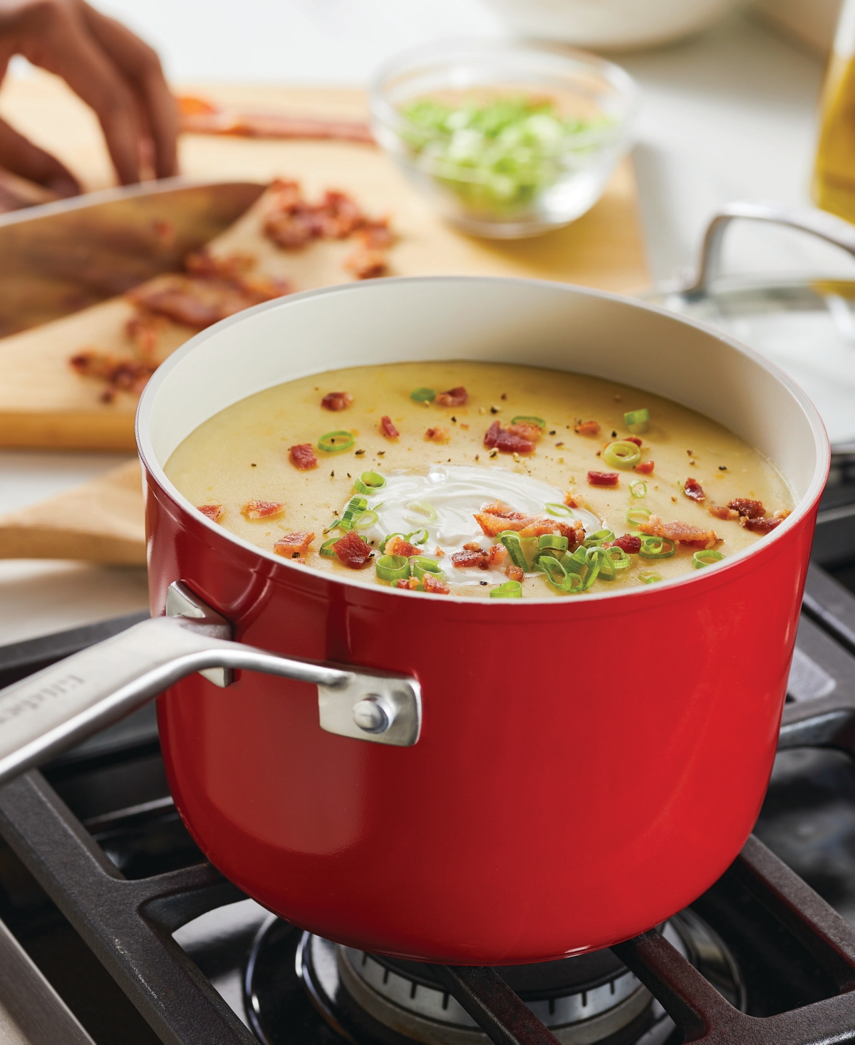 Kitchenaid Hard Anodized Ceramic Nonstick Cookware Sauce Pan In Empire Red