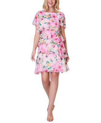 Jessica Howard - Petite Floral-Print Tiered Dress