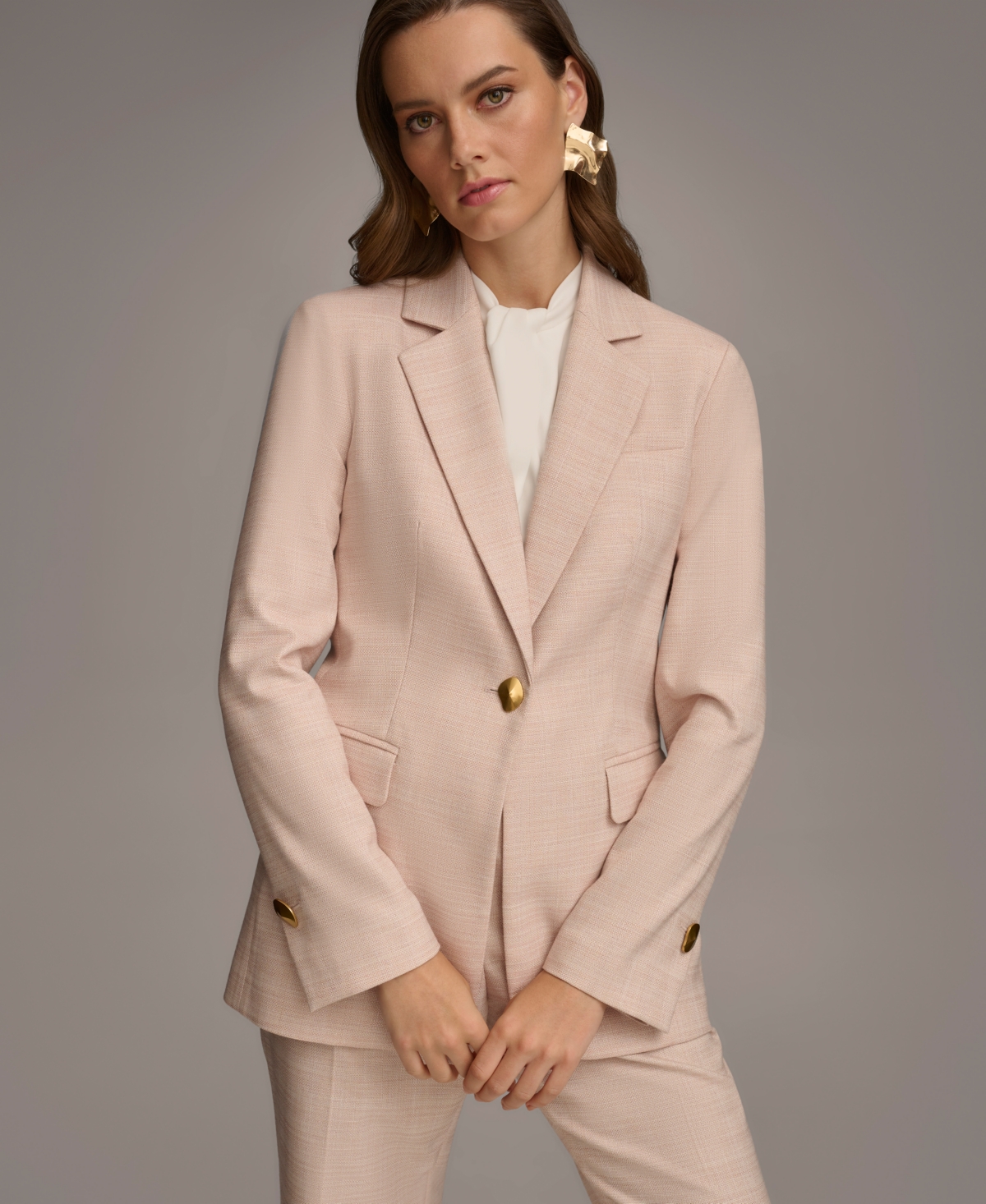 Shop Donna Karan Women's One-button Blazer In Desert Rose