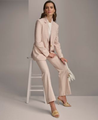 Shop Donna Karan Womens One Button Blazer Straight Leg Pants In Desert Rose