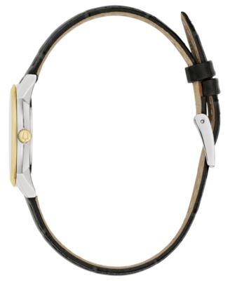 Women's Diamond Accent Black Leather Strap Watch 27mm