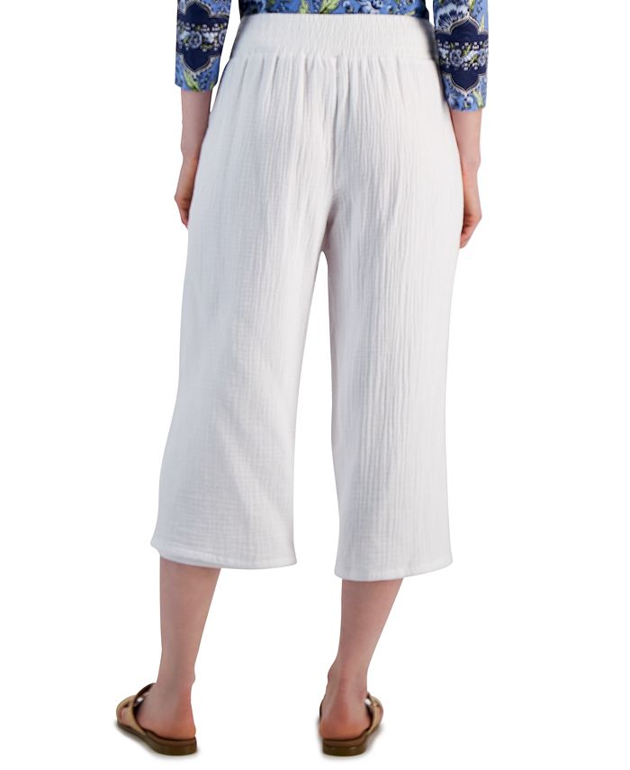 JM Collection Women's Gauze Cropped PullOn Pants, Created for Macy's