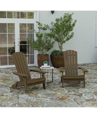 Set Of 2 Riviera Poly Resin Folding Adirondack Lounge Chair - All-Weather Indoor/Outdoor Patio Chair