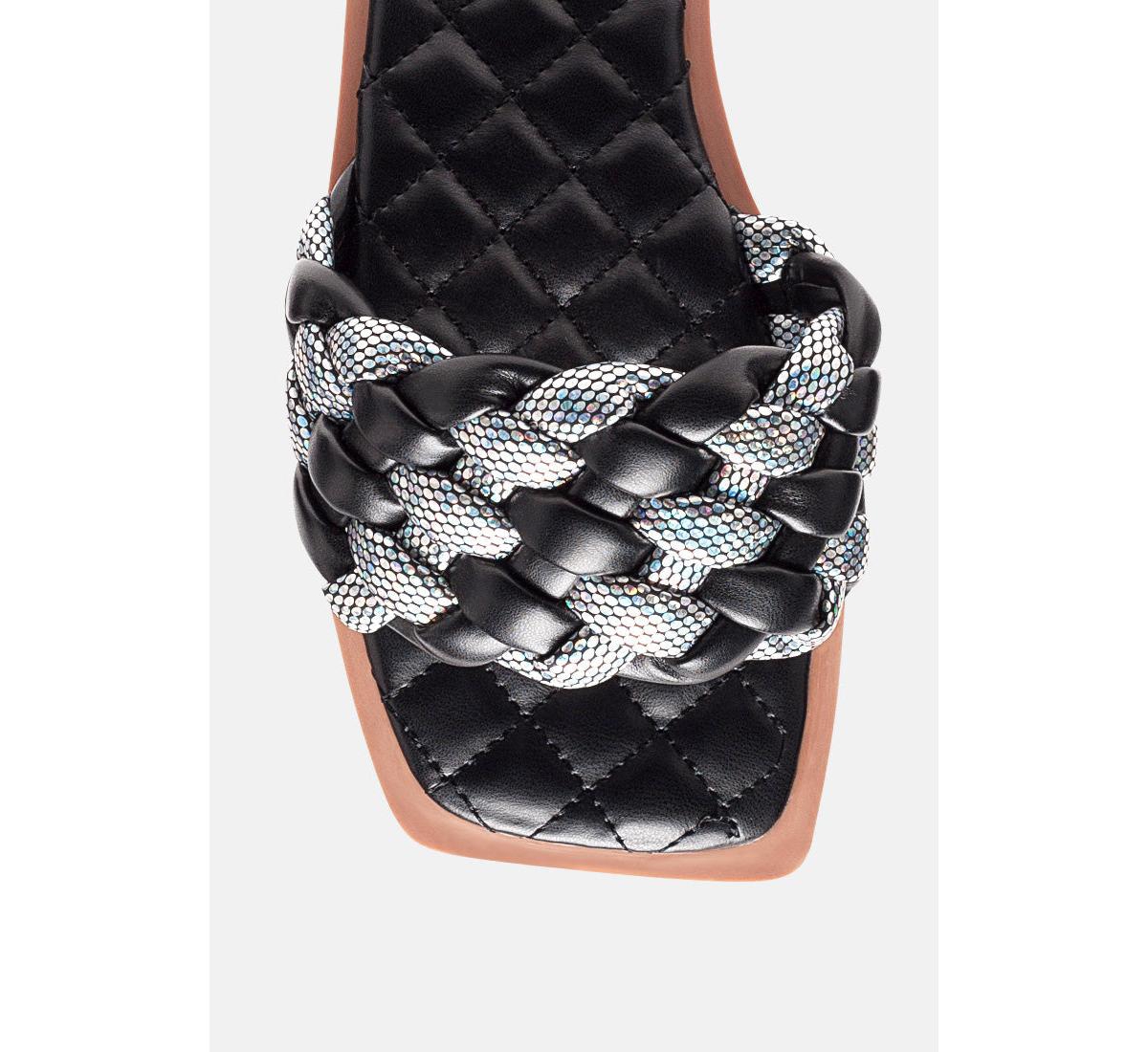 London Rag Women's Allium Metallic Woven Strap Flats