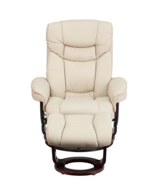EMMA + OLIVER  Standard Size  Wood Base & Foam Upholstery  Multi-Position Recline, Swivel Base, Curved Ottoman Recliner Chair Set