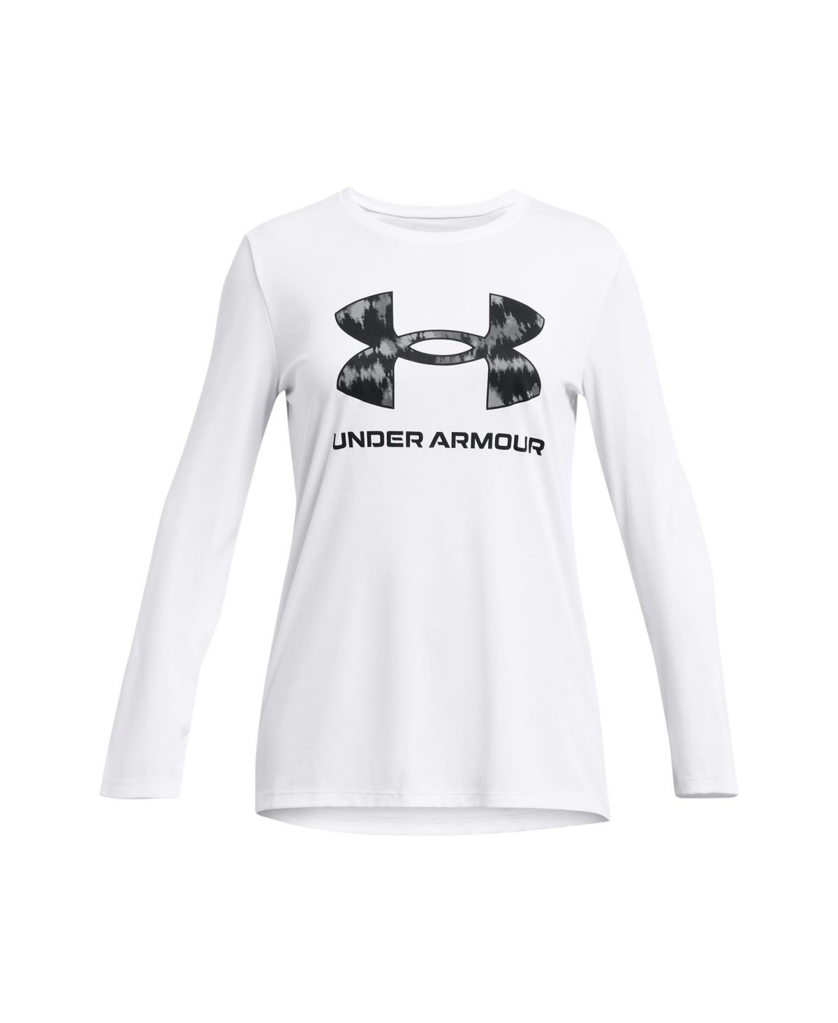 Shop Under Armour Big Girls Tech Big Logo Print Fill Long Sleeve T-shirt In White,black