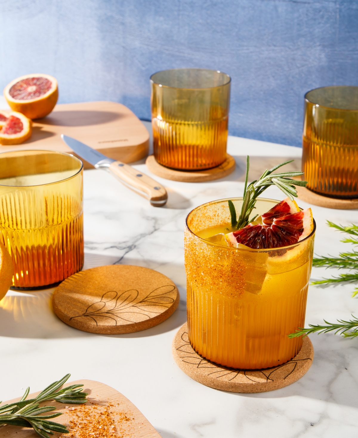 Bloomhouse 8 Pc Handmade Colored Glass Coaster Set