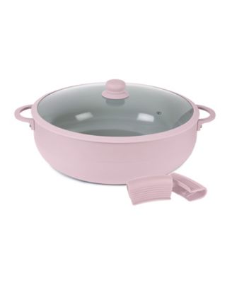 Aluminum 12 Qt Caldero with Silicone Rim Glass Lid and Silicone Handle Holder