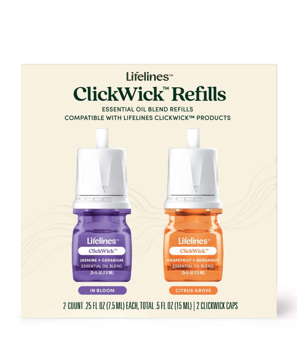 Lifelines Blends Click Wick Refill In Bloom Citrus 2-pack, 0.5 Fl oz In Multi Colored