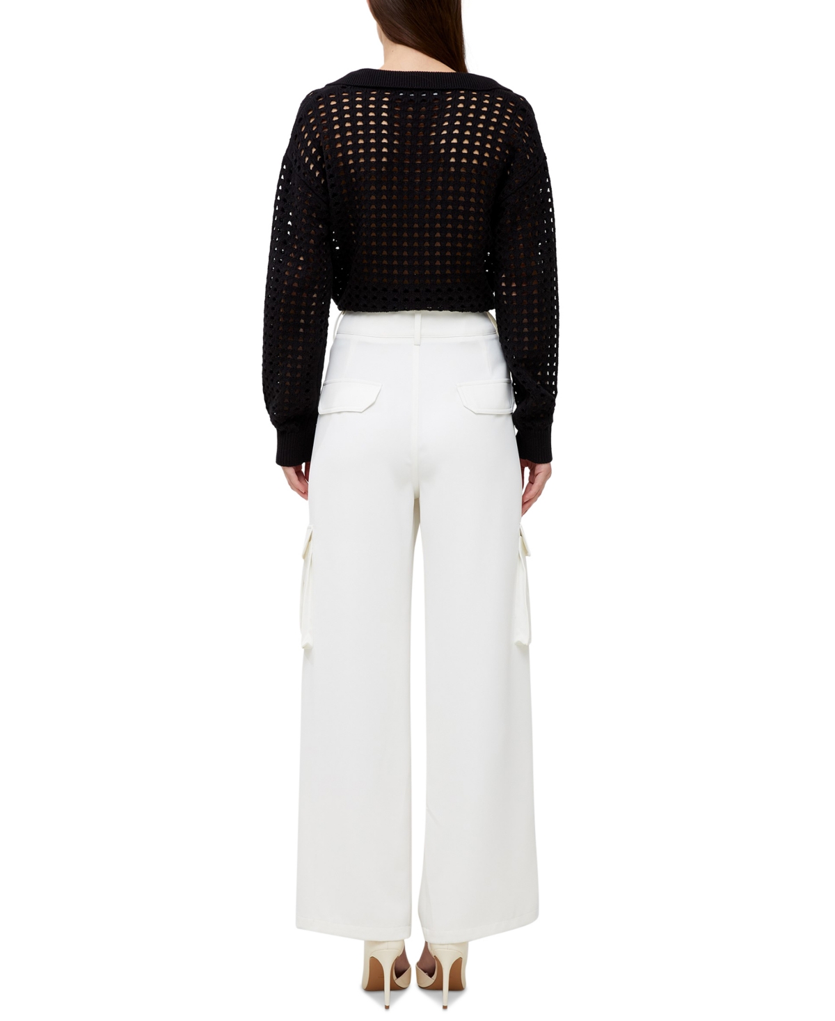 Shop French Connection Women's Combat Wide-leg Side-pocket Trousers In Summer White