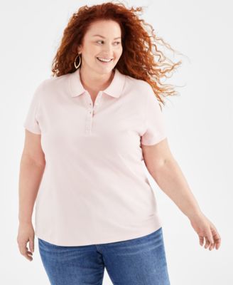 Plus Size Solid Cotton Polo Shirt, Created for Macy's 