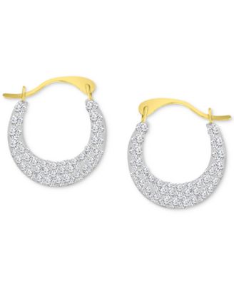 Macy's - Crystal Pav&eacute; Small Hoop Earrings in 10k Gold, 0.59"