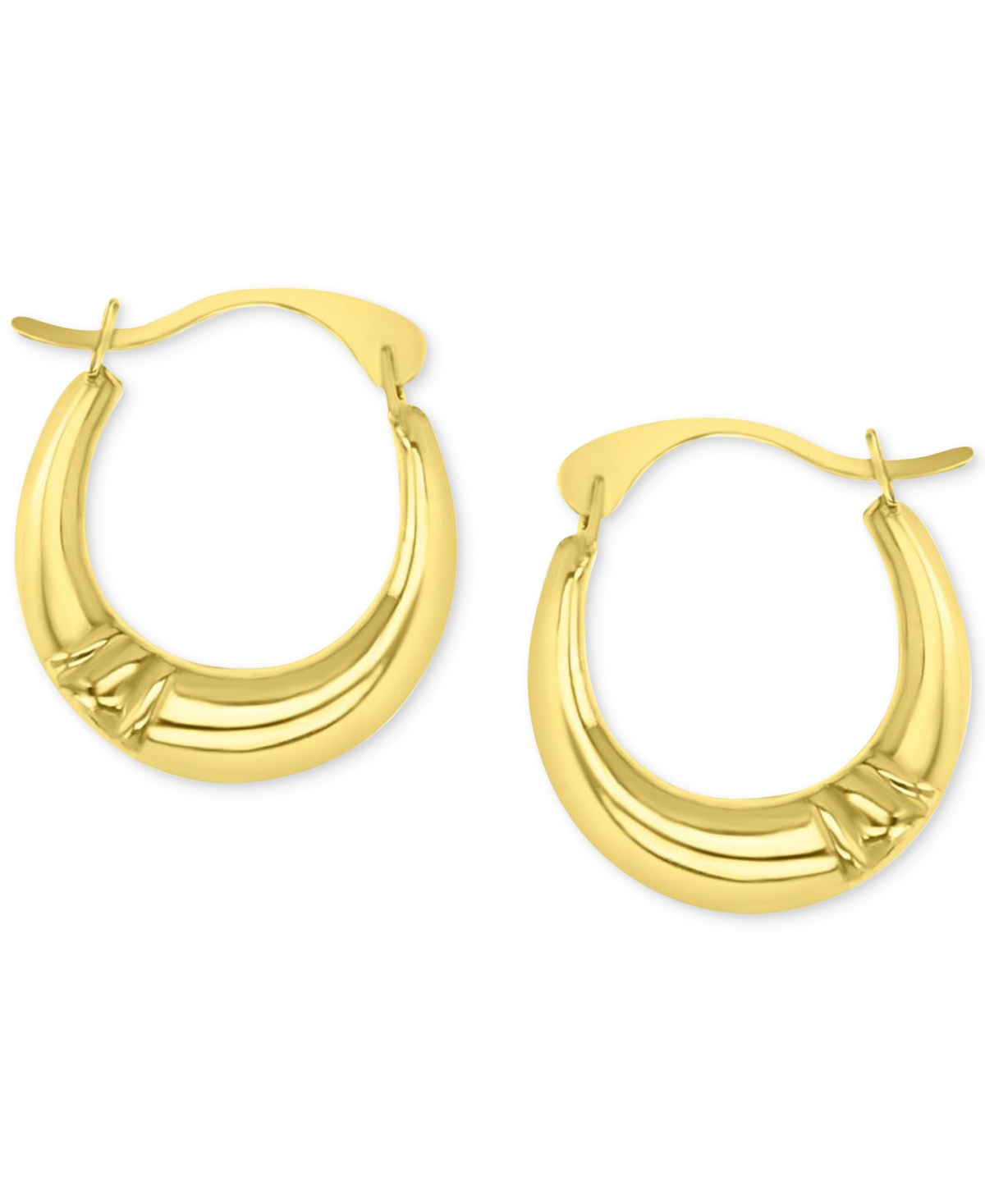 Shop Macy's Crystal Pave Small Hoop Earrings In 10k Gold, 0.59"