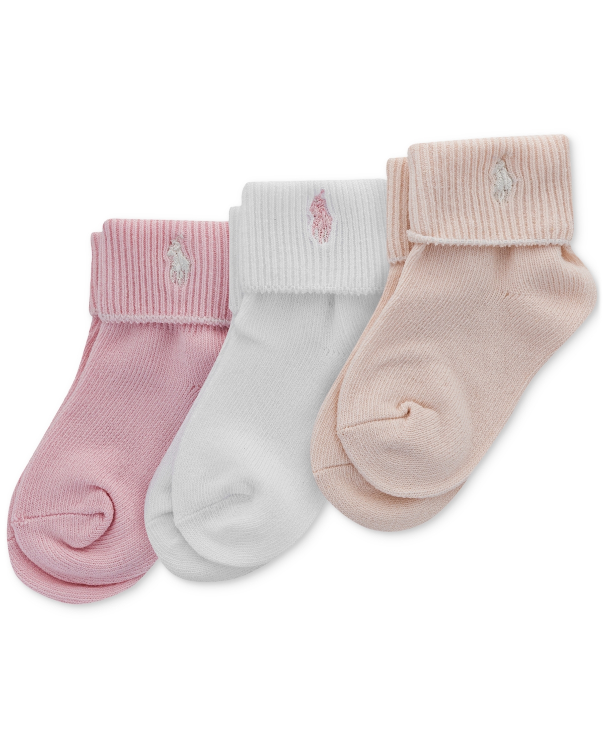 Shop Polo Ralph Lauren Baby Girls 3-pk. Turn-cuff Socks In Pink