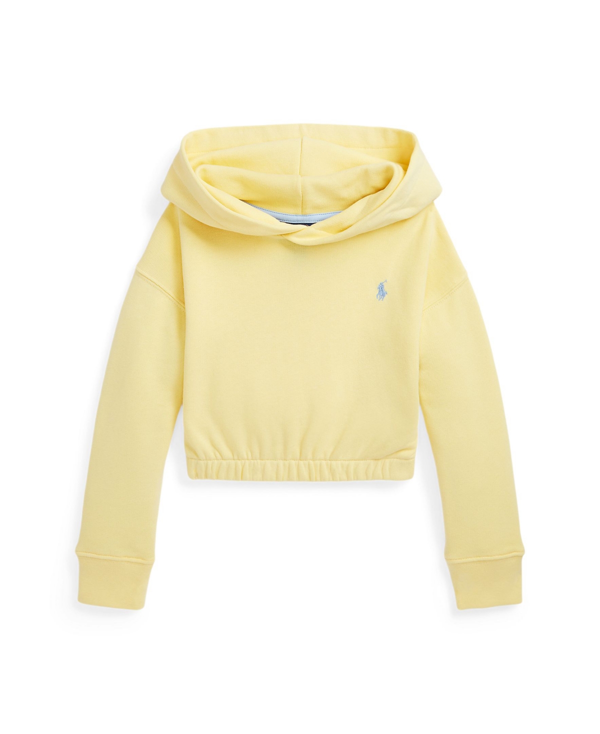 Polo Ralph Lauren Kids' Toddler And Little Girls Terry Boxy Long Sleeves Hoodie In Wicket Yellow With Bluebell