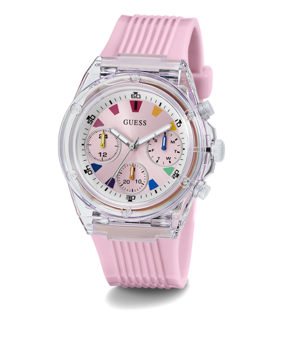 Shop Guess Women's Analog Pink Pu Watch 39mm