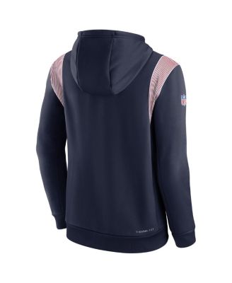 Men's Navy New England Patriots Sideline Athletic Stack Performance Pullover Hoodie