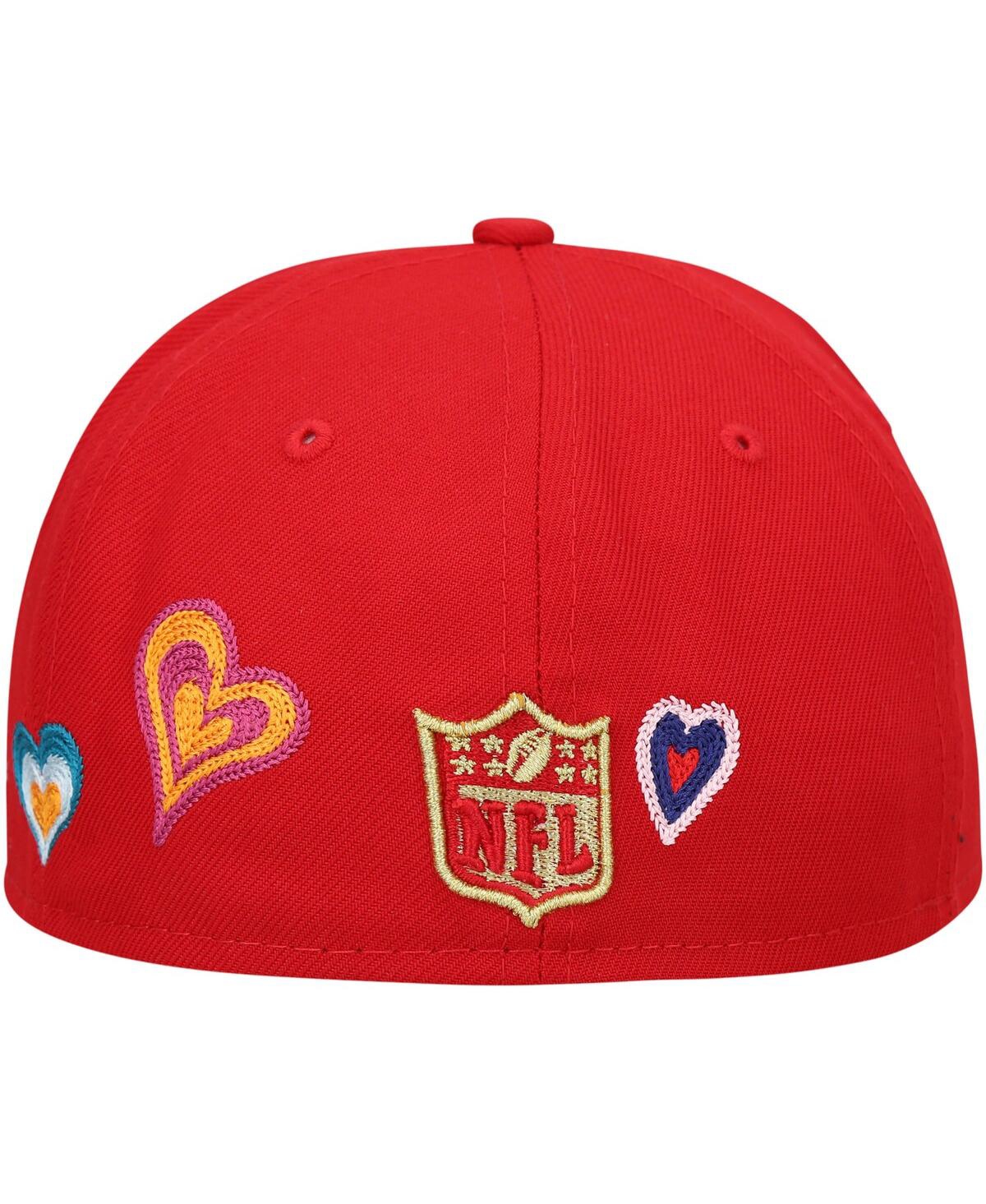 Men's New Era Scarlet San Francisco 49ers Chain Stitch Heart 59FIFTY Fitted Hat