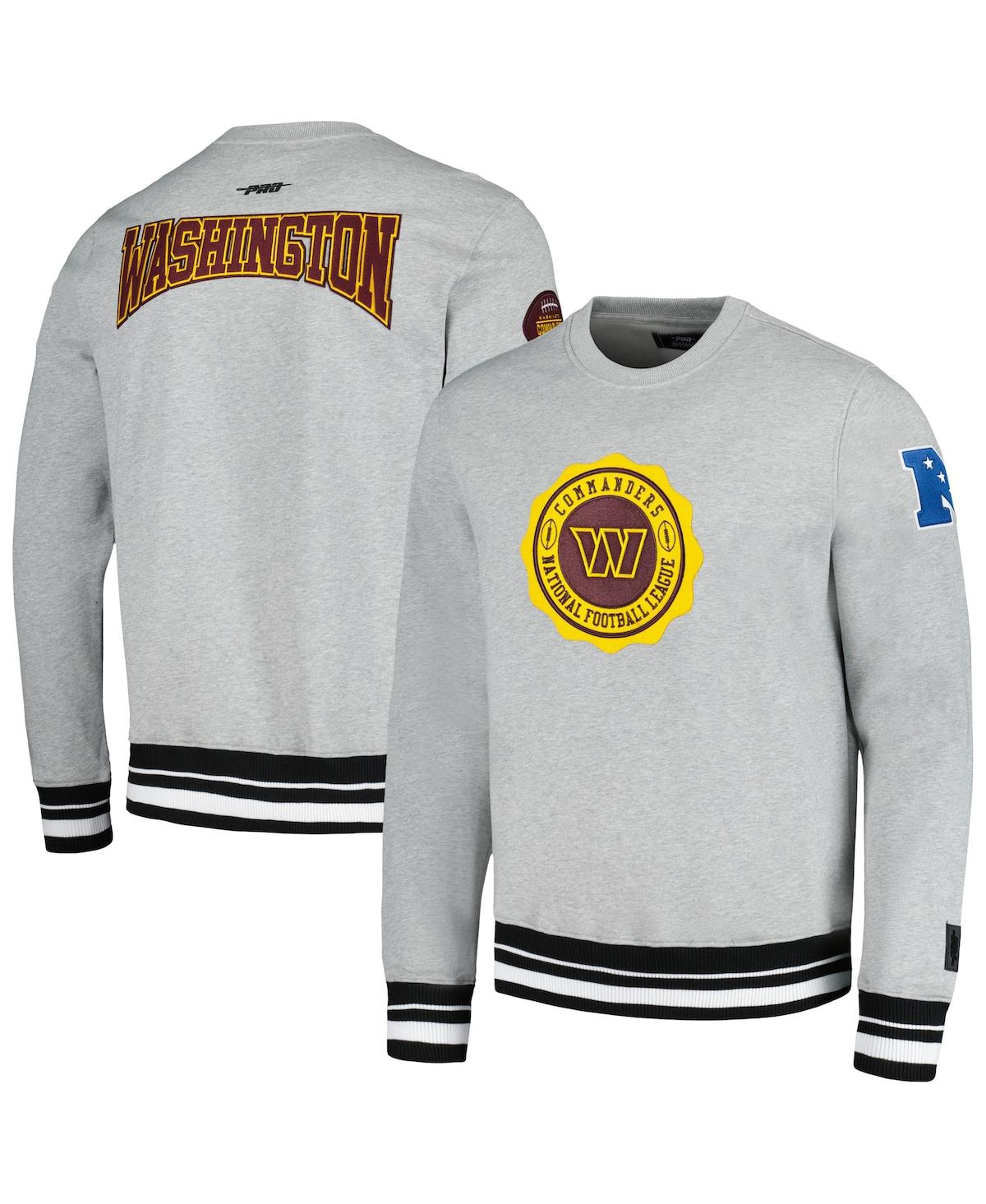 Shop Pro Standard Men's  Heather Gray Washington Commanders Crest Emblem Pullover Sweatshirt