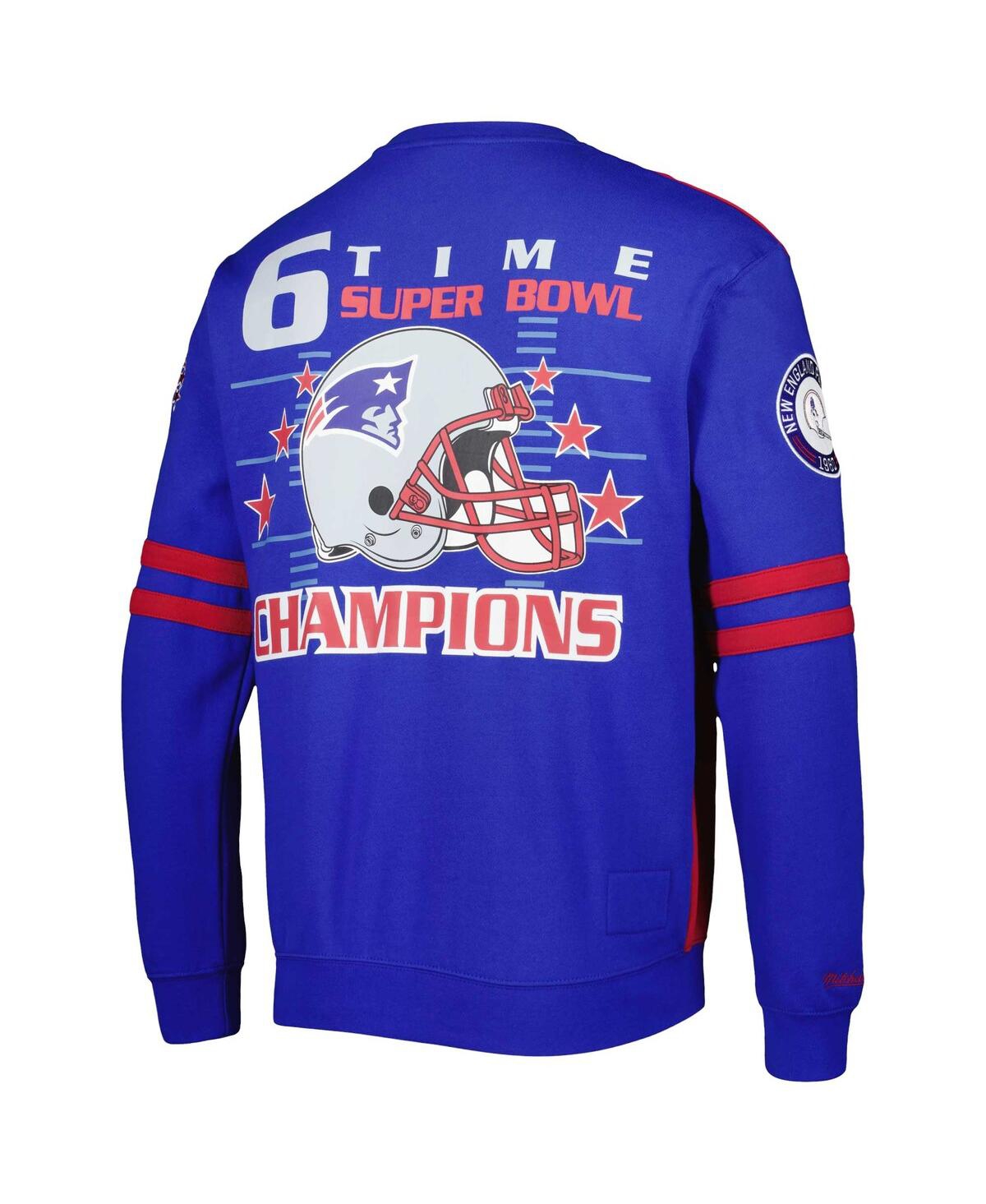 Shop Mitchell & Ness Men's  Red, Royal New England Patriots Big And Tall Gridiron Classics Pullover Sweats In Red,royal