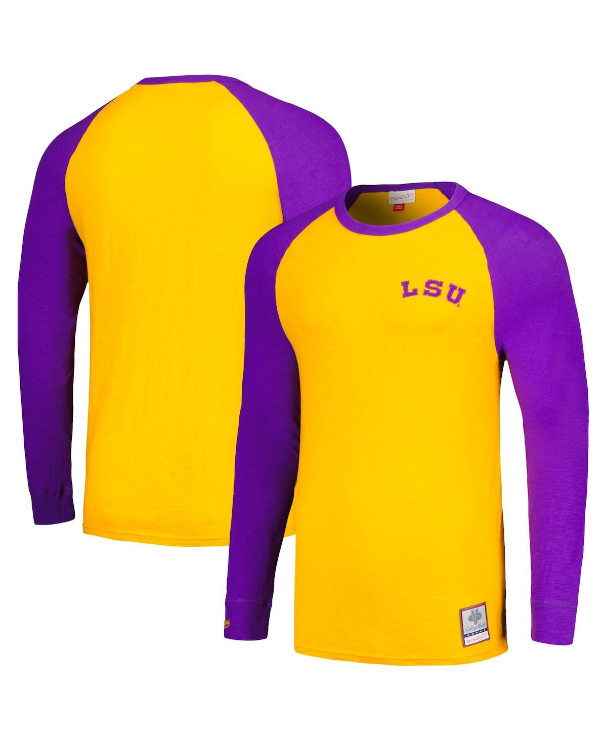 Shop Mitchell & Ness Men's  Gold Lsu Tigers Legendary Slub Raglan Long Sleeve T-shirt