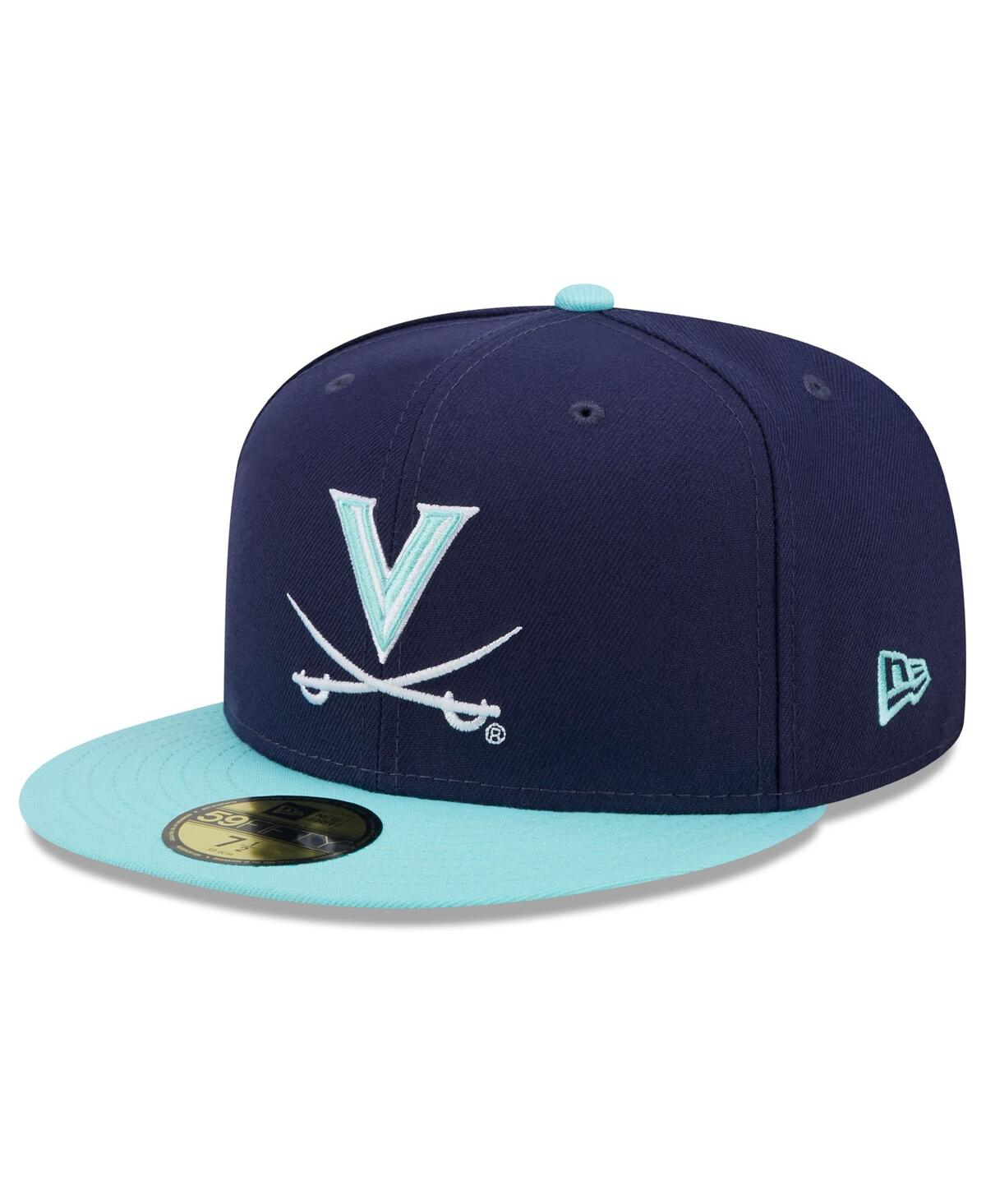 NEW ERA MEN'S NEW ERA NAVY, LIGHT BLUE VIRGINIA CAVALIERS 59FIFTY FITTED HAT 