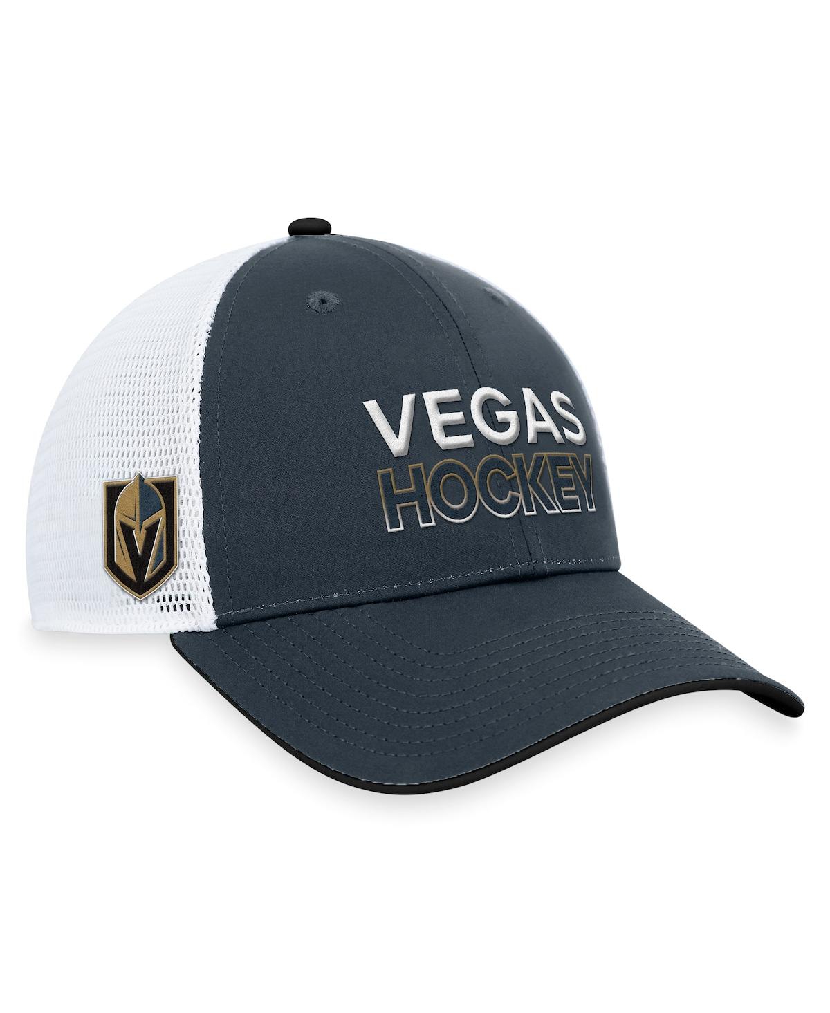 Shop Fanatics Men's  Charcoal Vegas Golden Knights Authentic Pro Rink Trucker Adjustable Hat