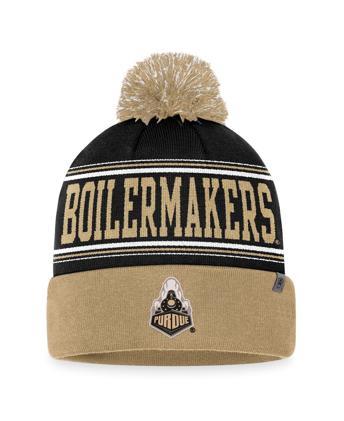 Shop Top Of The World Men's  Black Purdue Boilermakers Draft Cuffed Knit Hat With Pom