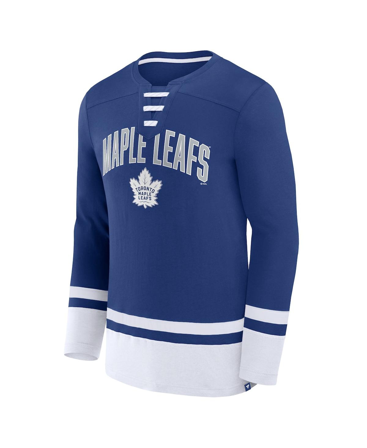 Men's FanaticsToronto Maple Leafs Back Pass Lace-Up Long Sleeve T-shirt - Blue