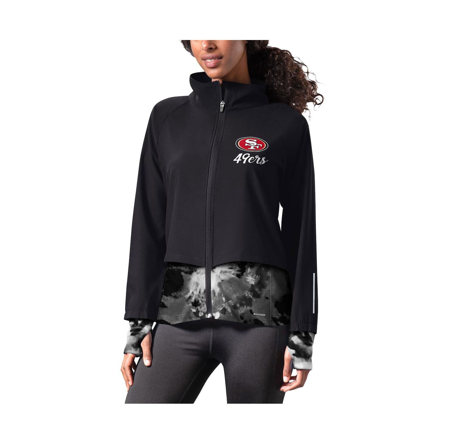 Women's Black San Francisco 49ers Grace Raglan Full-Zip Running Jacket