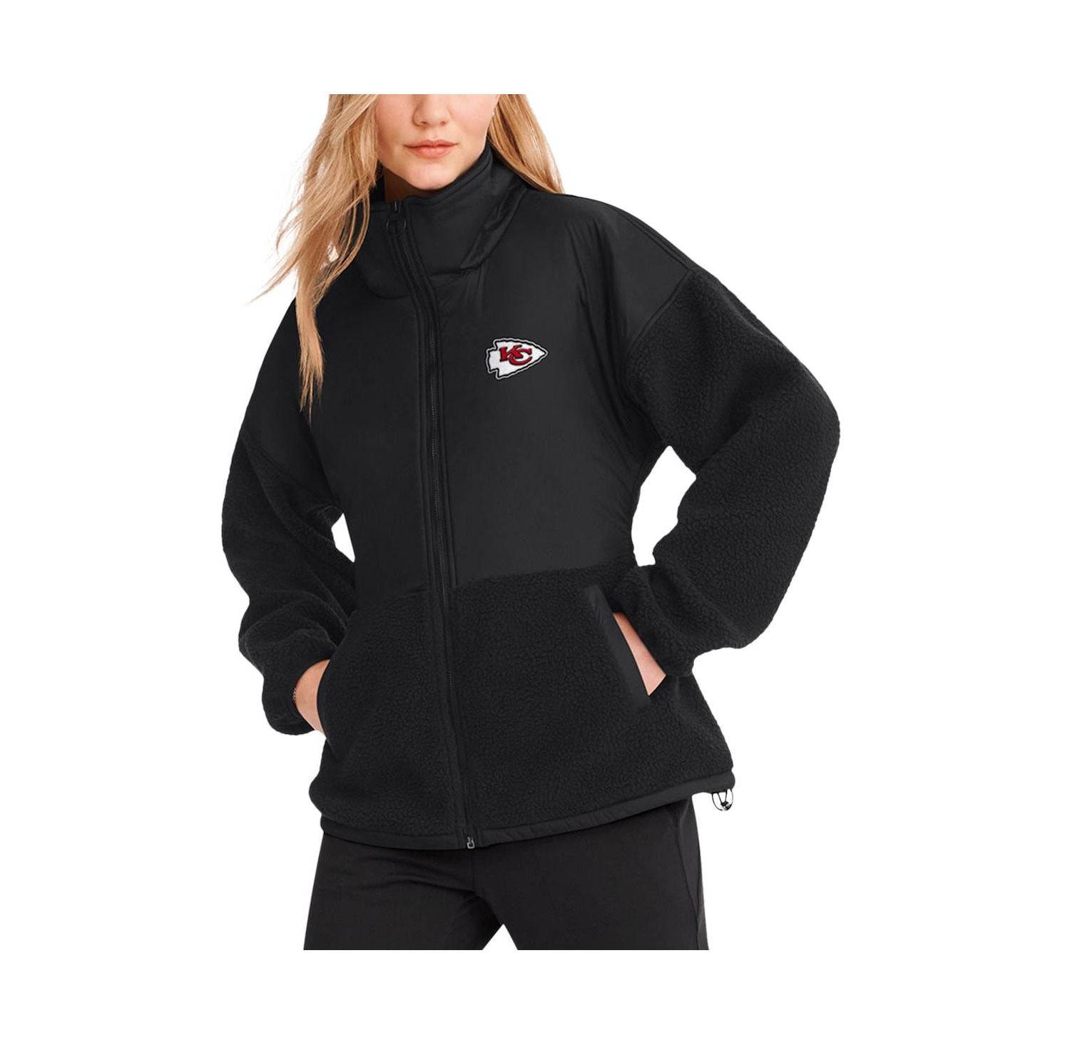 Women's Black Kansas City Chiefs Drew Mixed Media Full-Zip Jacket