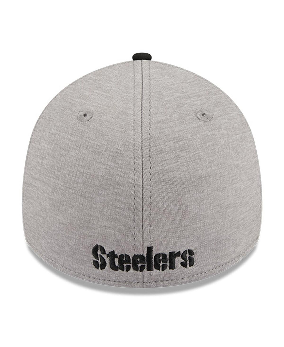 Men's New Era Black Pittsburgh Steelers Striped 39THIRTY Flex Hat - Black