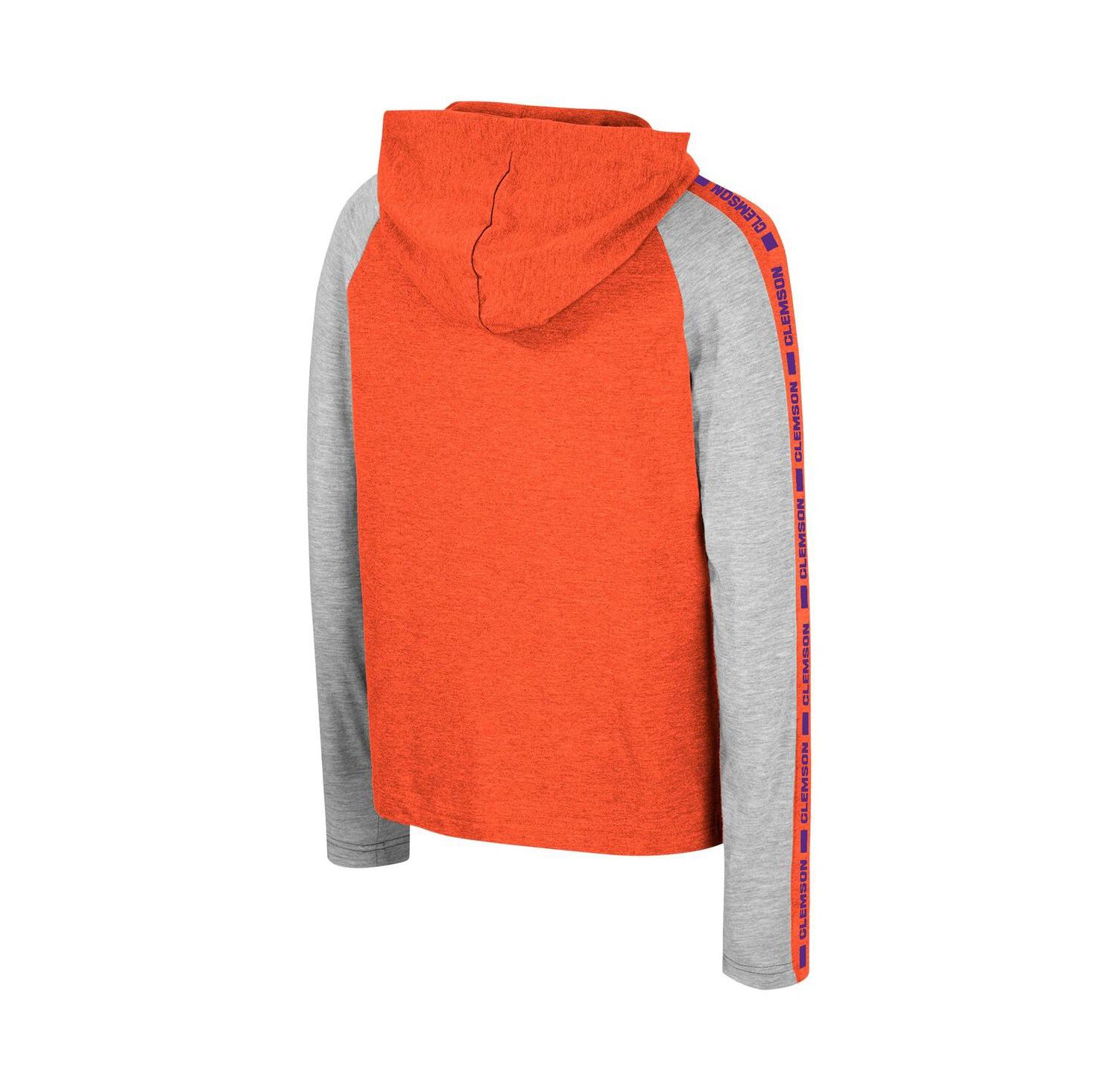 Big Boys Orange Clemson Tigers Ned Raglan Long Sleeve Hooded T-shirt