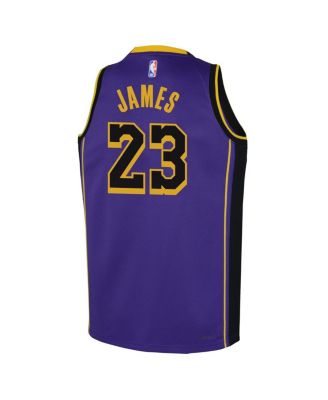 Big Boys LeBron James Purple Los Angeles Lakers Performance Swingman Jersey - Statement