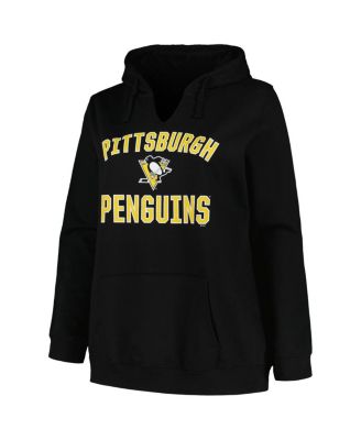 Women's Black Pittsburgh Penguins Plus Size Arch Over Logo Pullover Hoodie