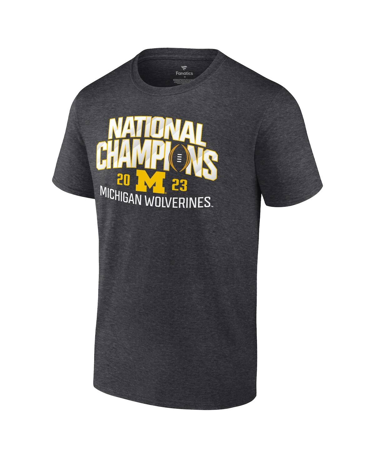 Men's FanaticsMichigan Wolverines College Football Playoff 2023 National Champions Schedule T-shirt - Heather Charcoal
