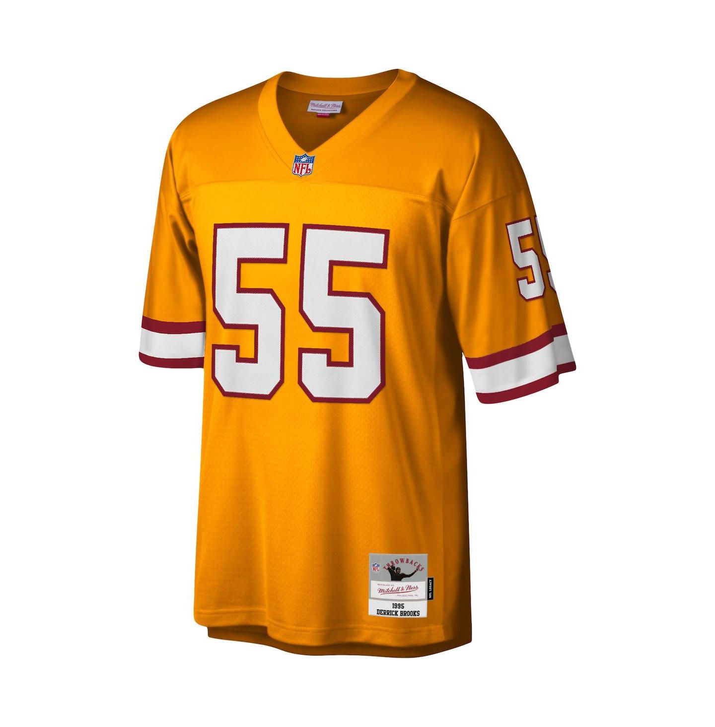 Мужской топ Mitchell & Ness Derrick Brooks Orange Tampa Bay Buccaneers Legacy Replica Jersey — фото 3