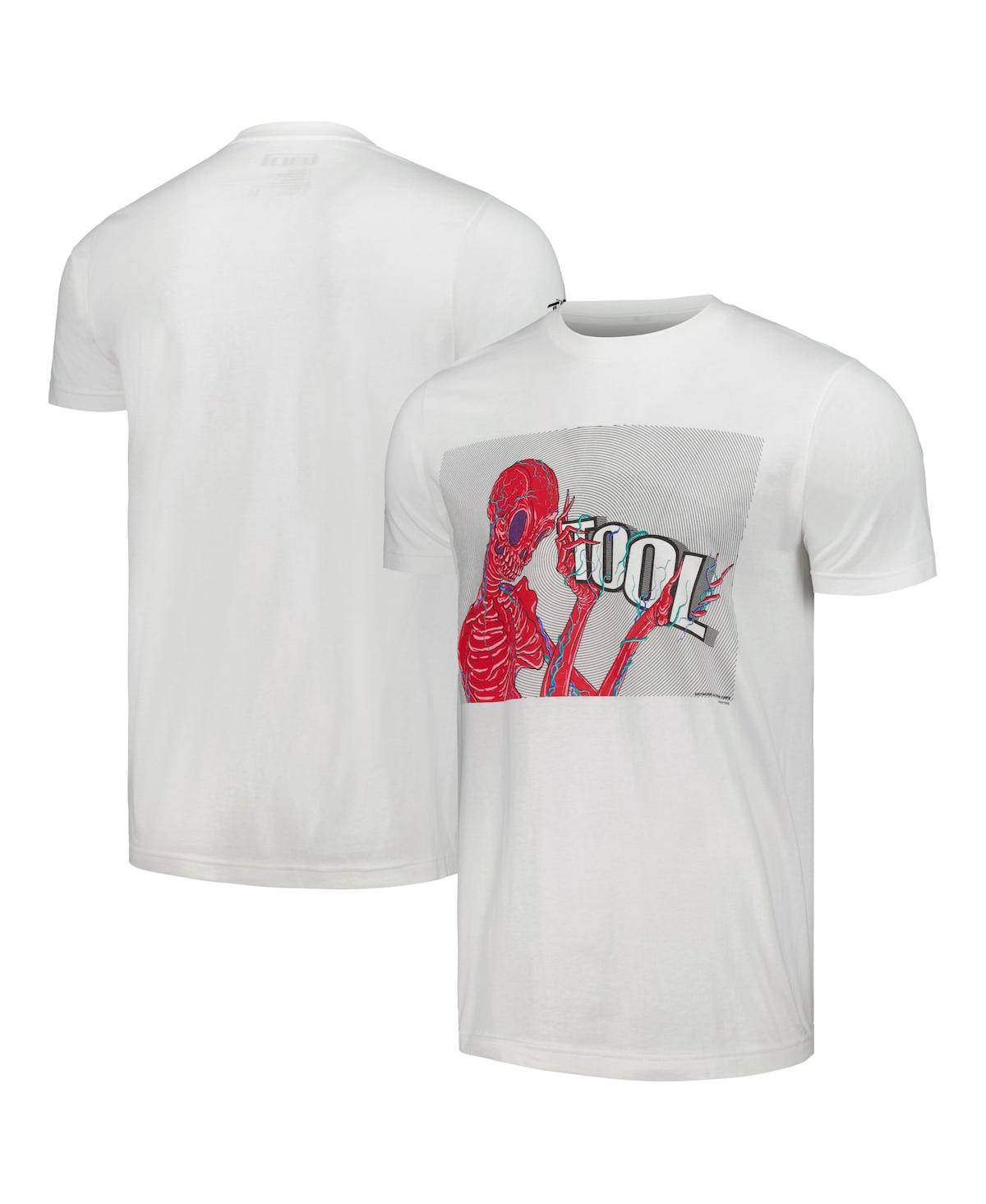 Men's and Women's White Tool Skeleton Holding Logo T-shirt - White