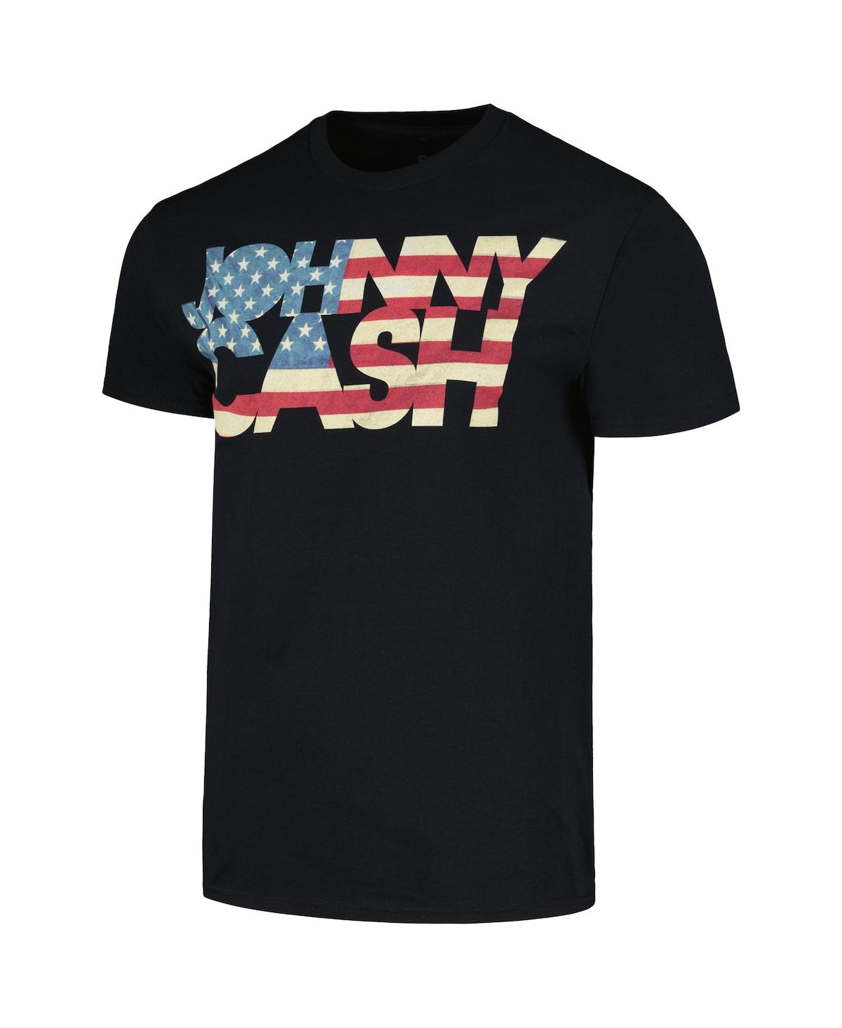 Shop Merch Traffic Men's And Women's Black Johnny Cash Ragged Old Flag T-shirt